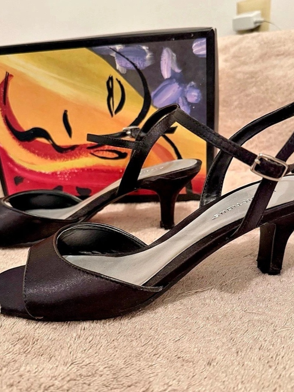 Predictions Black Ankle Strap Heels